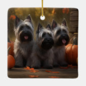 Skye Terrier Welpe Autumn Delight Pumpen Keramikornament (Rückseite)