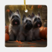 Skye Terrier Welpe Autumn Delight Pumpen Keramikornament (Vorderseite)