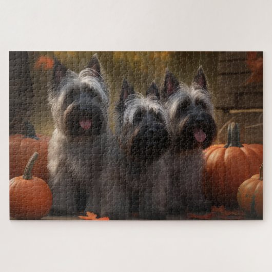 Skye Terrier Welpe Autumn Delight Pumpen Puzzle (Horizontal)