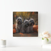 Skye Terrier Welpe Autumn Delight Pumpen Quadratische Wanduhr (Zuhause)
