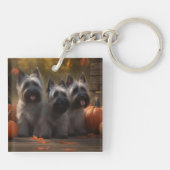 Skye Terrier Welpe Autumn Delight Pumpen Schlüsselanhänger (Rückseite)