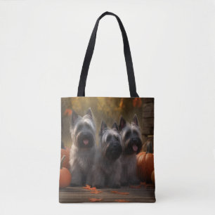 Skye Terrier Welpe Herbstfreude Kürbis Tasche