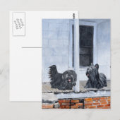 Skye Terriers warten auf der Porch Postkarte (Vorne/Hinten)
