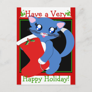 Skye Toon Kitten Holiday Strumpf Postcard Feiertagspostkarte