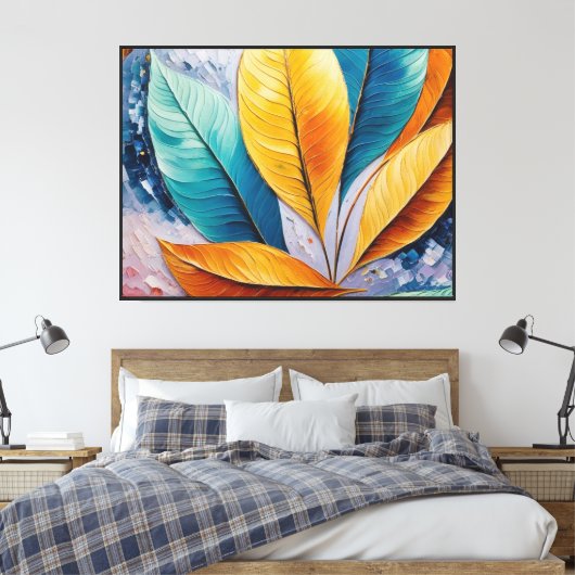 Skyfire-Blätter | Celestial Abstrakt Print Leinwanddruck (Insitu (Schlafzimmer))