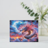 Skyfire Surge – Chinese Airbrush Dragon in Clouds Postkarte (Stehend Vorderseite)