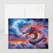 Skyfire Surge – Chinese Airbrush Dragon in Clouds Postkarte (Vorne/Hinten)