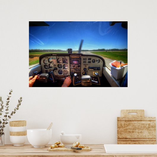 Skyhawk Cockpit in HDR. Poster (Küche)