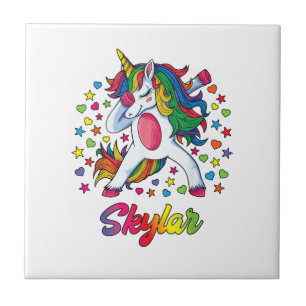 Skylar Personalisiertes Namens-Einhorn-Mädchen-Ges Fliese