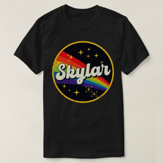 Skylar-Regenbogen im Space Vintag GrungeStyle T-Shirt (Design vorne)
