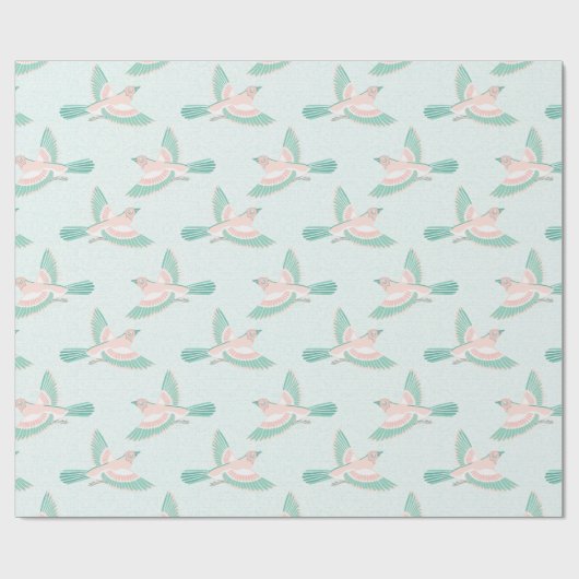 Skylark in Teal and Flamingo Geschenkpapier (Flach)