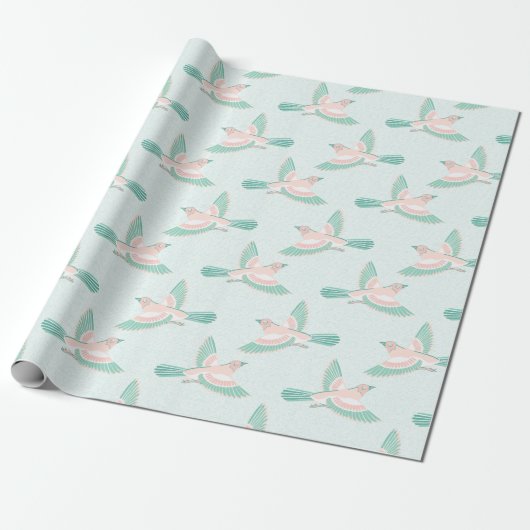 Skylark in Teal and Flamingo Geschenkpapier (Ungerollt)