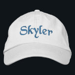 Skyler bestickte Baseballkappe / Hat Blue<br><div class="desc">Skyler Personalisiert anpassbarer,  bestickter Baseballdeckel / Baseballhut in blau,  von 369MyName,  und 369.</div>