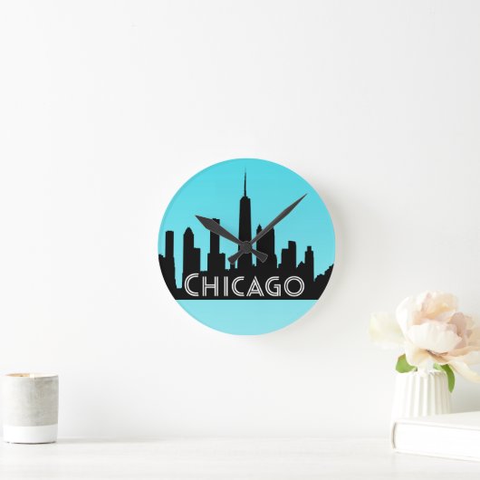 Skyline-Abbildung Chicago Runde Wanduhr (Zuhause)