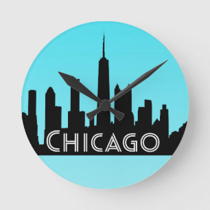 Skyline-Abbildung Chicago Runde Wanduhr