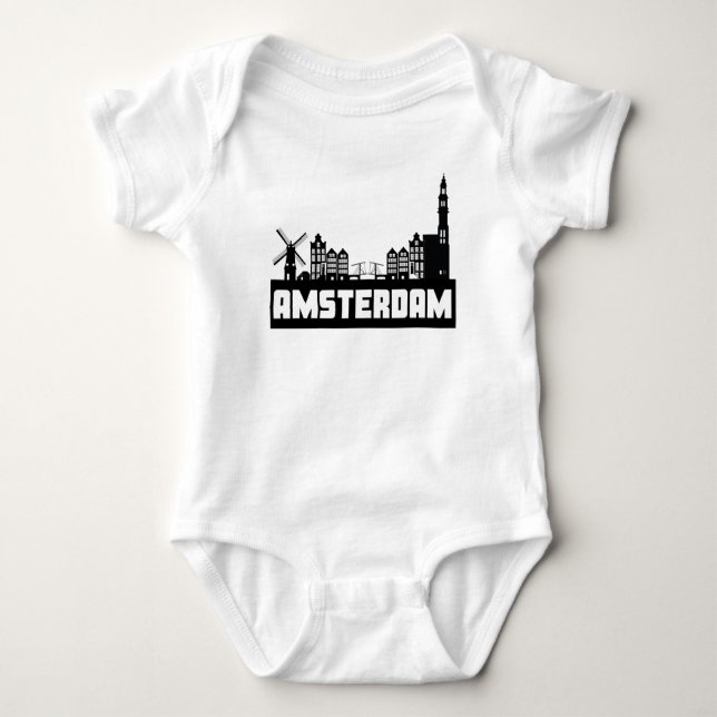 Skyline Amsterdams die Niederlande Baby Strampler (Vorderseite)