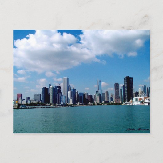 Skyline-Ansicht von Chicago von Navy Pier Postkarte (Vorderseite)