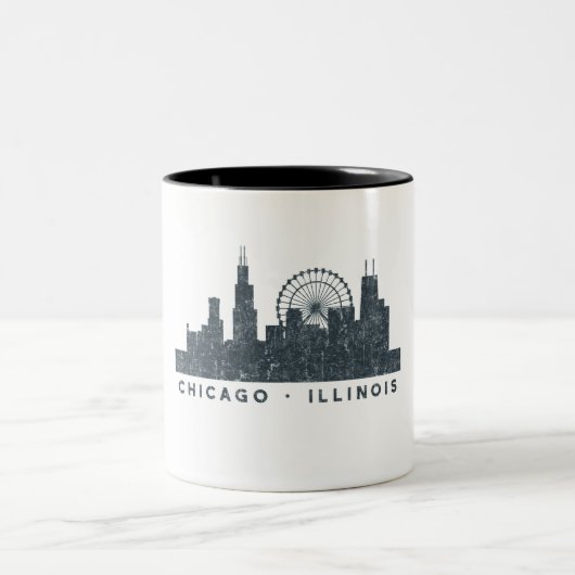 Skyline-Architektur-Kunst-Geschenke Chicagos Zweifarbige Tasse (Mittel)