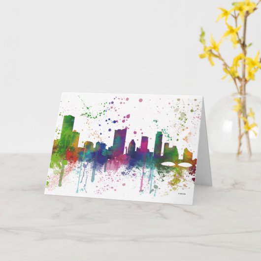 SKYLINE AUSTINS TEXAS KARTE (Gelbe Blume)