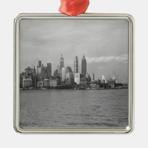 Skyline B&W USA New York City Manhattan Ornament Aus Metall
