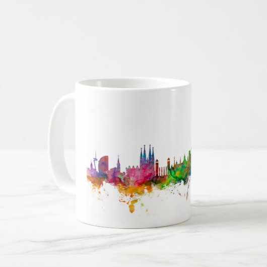 Skyline Barcelonas Spanien Kaffeetasse (Vorderseite Links)
