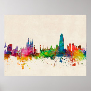 Skyline Barcelonas Spanien Poster