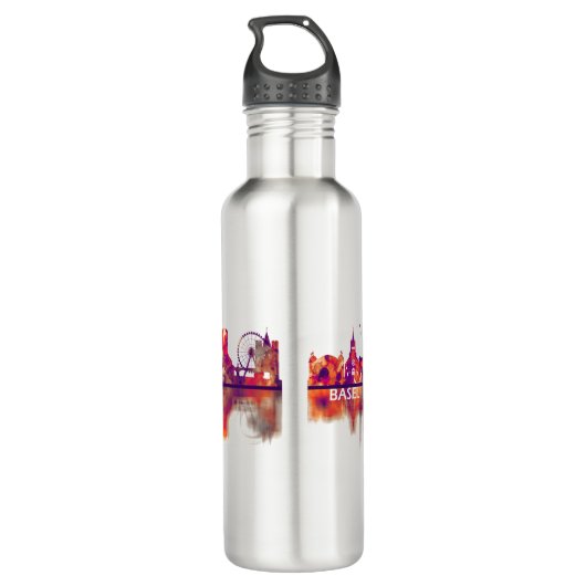 Skyline Basel Schweiz Edelstahlflasche (Rückseite)