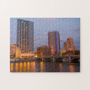Skyline bei Dämmerung, am Grand River 2 Puzzle