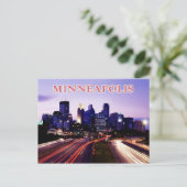 Skyline bei Dämmerung, Minneapolis, Minnesota Postkarte (Stehend Vorderseite)