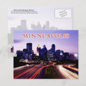Skyline bei Dämmerung, Minneapolis, Minnesota Postkarte (Vorne/Hinten)