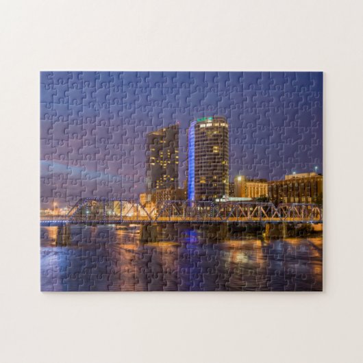 Skyline bei Dusk, am Grand River Puzzle (Horizontal)