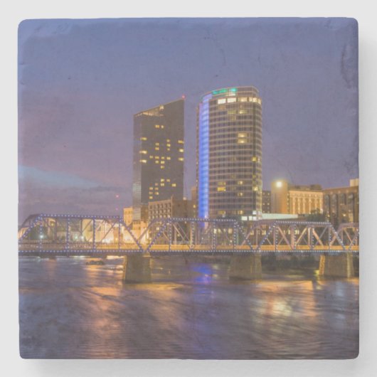 Skyline bei Dusk, am Grand River Steinuntersetzer (Vorderseite)