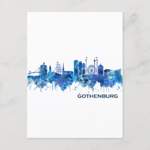 Skyline Blue Einladungspostkarte