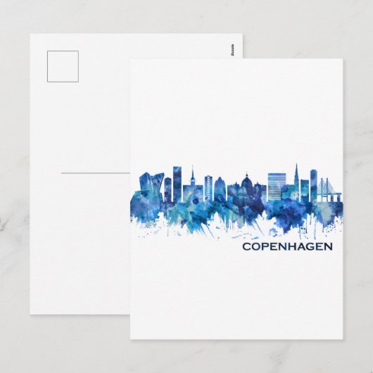 Skyline Blue Feiertagspostkarte (Vorne/Hinten)