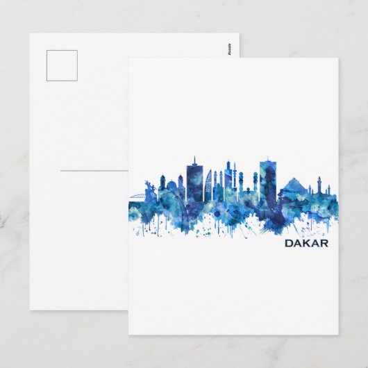 Skyline Blue Feiertagspostkarte (Vorne/Hinten)