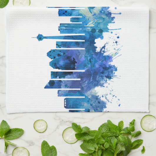 Skyline Blue Geschirrtuch (Gefaltet)