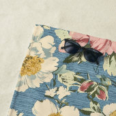 Skyline Blue Retro Floral Shadow Letters Strandtuch (Beispiel)