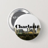Skyline Charlottes NC mit Charlotte im Himmel Button (Vorne & Hinten)