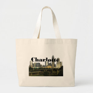 Skyline Charlottes NC mit Charlotte im Himmel Jumbo Stoffbeutel