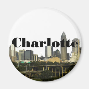 Skyline Charlottes NC mit Charlotte im Himmel Magnet
