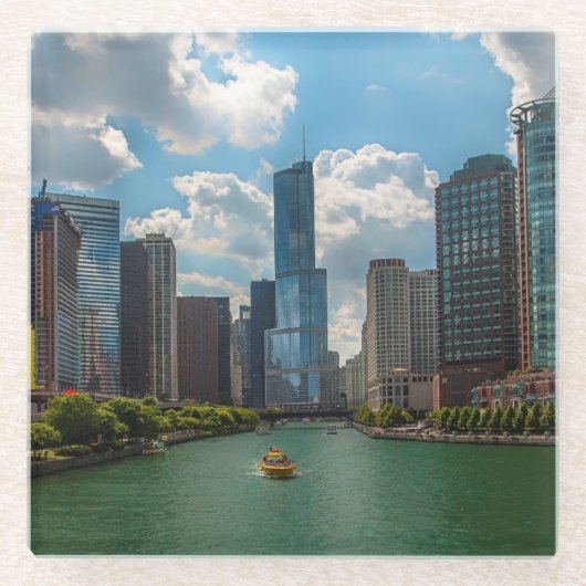 Skyline Chicago Glasuntersetzer (Vorderseite)
