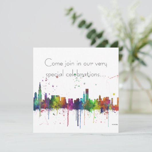 SKYLINE CHICAGOS, ILLINOIS EINLADUNG (Stehend Vorderseite)