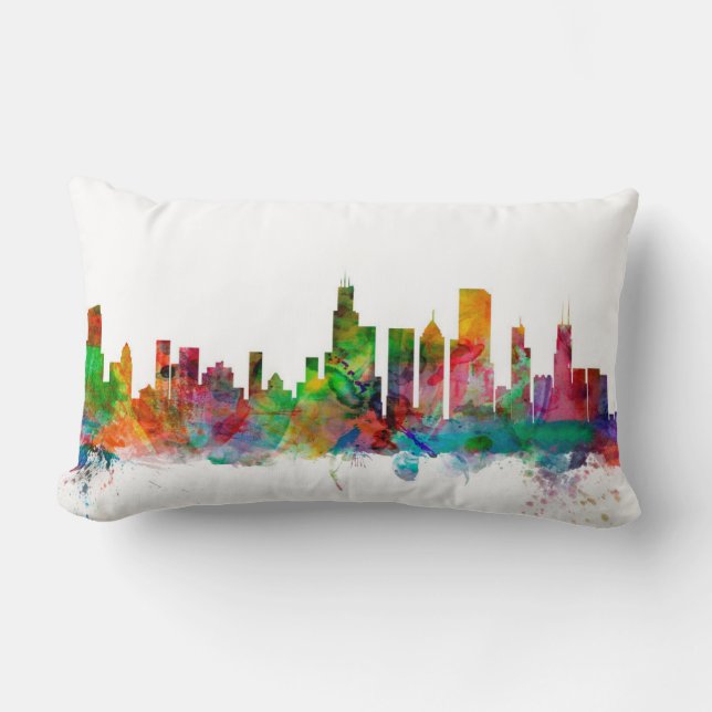 Skyline Chicagos Illinois Lendenkissen (Vorderseite)