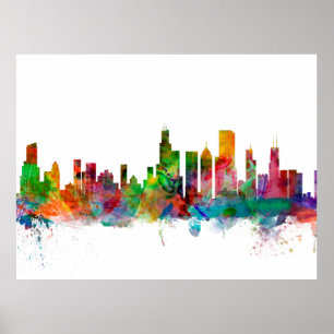 Skyline Chicagos Illinois Poster