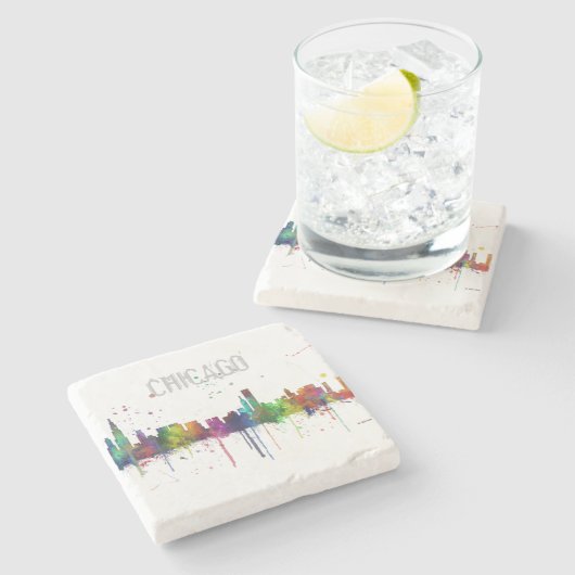 SKYLINE CHICAGOS, ILLINOIS STEINUNTERSETZER (Seitenansicht)