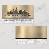 Skyline City | Gold Foil Metallic Marmor Visitenkarte (Vorne/Hinten)