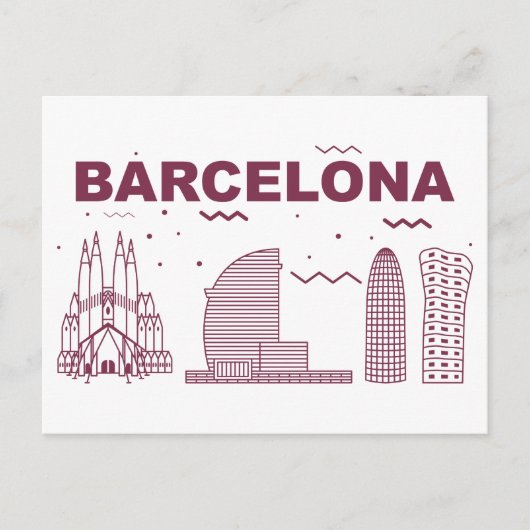 Skyline City Landschaft | Barcelona, Spanien Postkarte (Vorderseite)