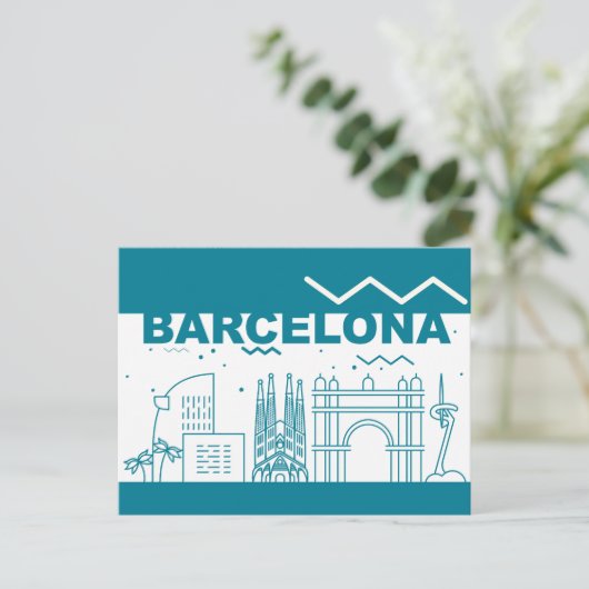Skyline City Landschaft | Barcelona, Spanien Postkarte (Stehend Vorderseite)