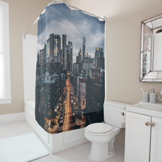 SKYLINE CITY SCENERY VIEW VON MANHATTAN BRIDG DUSCHVORHANG (Beispiel)