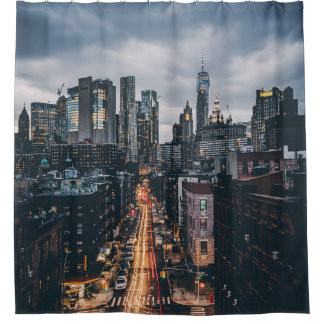 SKYLINE CITY SCENERY VIEW VON MANHATTAN BRIDG DUSCHVORHANG